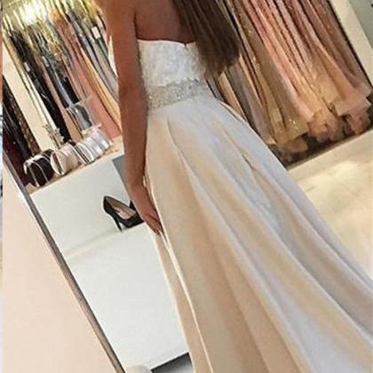 Sleeveless Sweetheart A-Line Satin Beaded Graceful Prom Dress Slate Blue