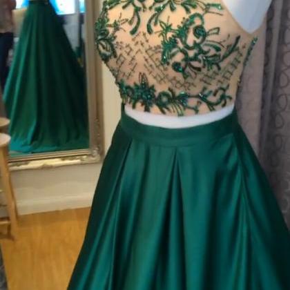 2 Pieces Prom Dress With Illusion Top