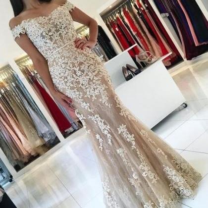 Prom Dress Off The Shoulder Long Nude Evening..