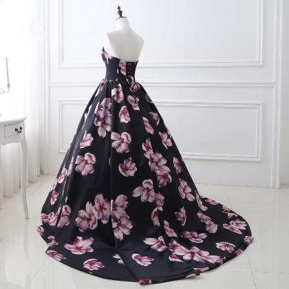 Sweetheart Floral Print Ball Gown Featuring Back..