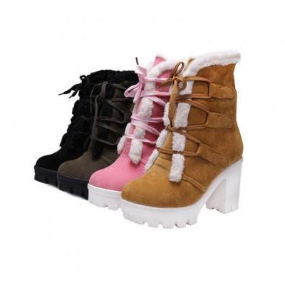 Women Winter Shoes Chunky Boots
