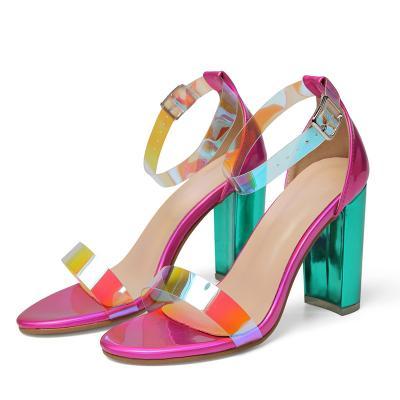 Chunky Heeled Ankle Strap Sandals Shoes Women