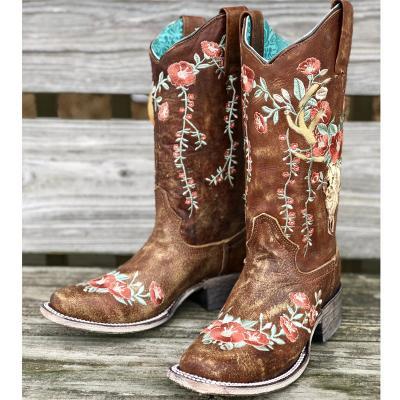 Embroidery Cow Boots for Women