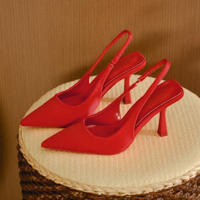 Minimalist Red Slingback Pumps Women Prom Shoes