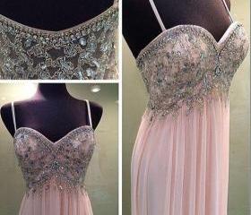 Chiffon A Line Beadings Ivory Prom Dress LBQ0563 main image 1