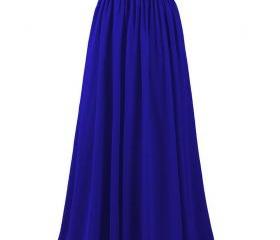 Sleeveless Long Royal Blue Chiffon Prom Dress With Beads on Luulla