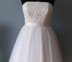 Ivory Strapless Short Gown with Ruffles