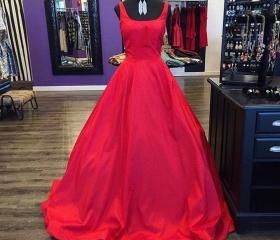 Square Neckline Red Ball Gown Prom Dress on Luulla