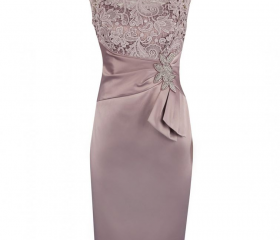 Murea Delicate Illusion Appliqued Tea Length Mother of the Bride Dresses