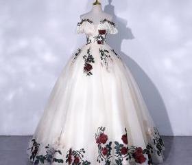 Princess A Line Off the Shoulder Blue Long Ball Dress with Appliques