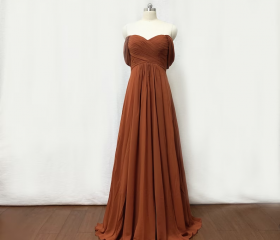 Off-The-Shoulder Ruched Classic Sheath Dress With Slit Burnt Orange