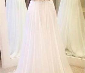Beaded Scoop A-Line Ruffle Knee-Length Dress Gold main image 1
