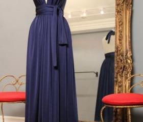 Sexy Halter Ombre Navy Blue V Neck Chiffon Long Prom Dress Party Evening Gown Y7486