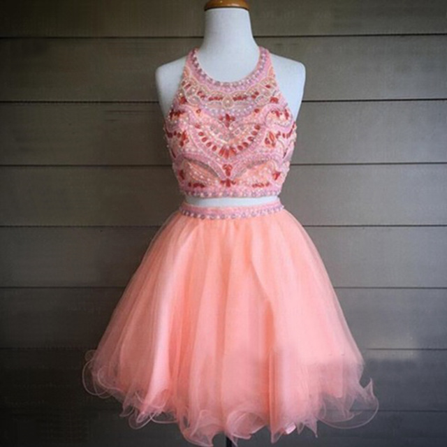 Scoop Neckline Beaded Short 2 Pieces Graduation Homecoming Party Dress on  Luulla