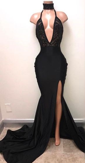 black gown with side split