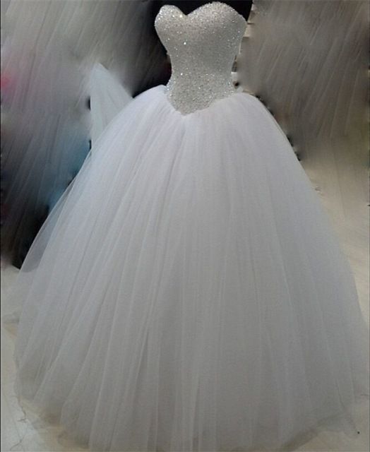 Basque Waistline Sparkle Princess Ball Gown Wedding Dress With