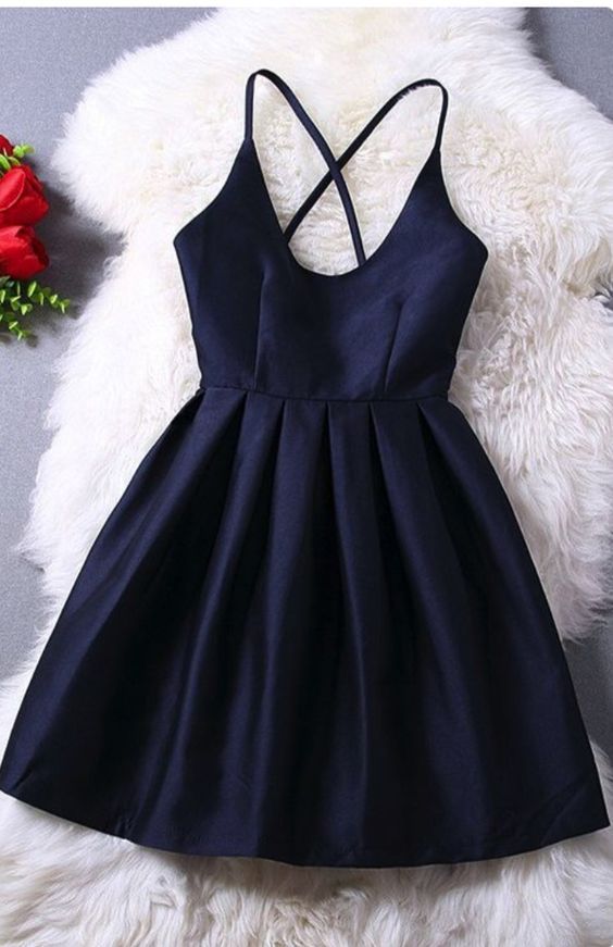 Navy Short Dress With Criss-cross Straps