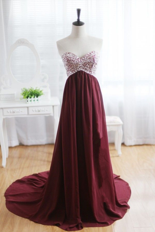 Custom Made Sweetheart Neckline Bodice Adorned With Crystal Beading Chiffon Dress, Prom Dress, Evening Dress, Graduation Dress