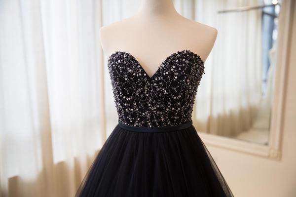Navy Embellished Dress with Beaded Detail main image 1