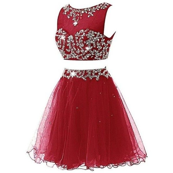 Dark Red 2 Pieces Homecoming Dress