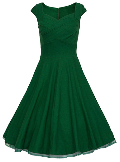 Dark Green Vintage Chiffon Dress