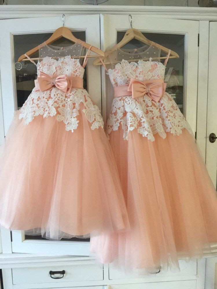 Peach dress for flower 2024 girl