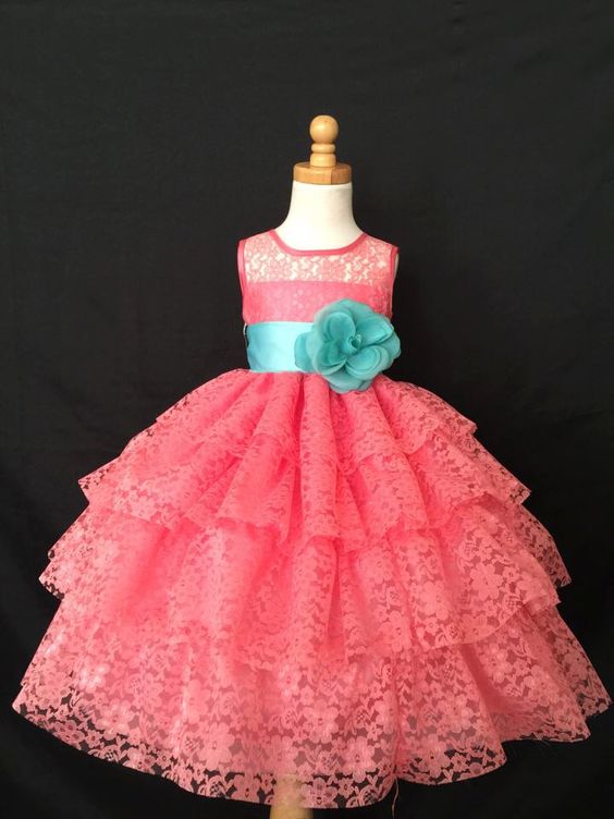 Tiered Lace Flower Girl Dress