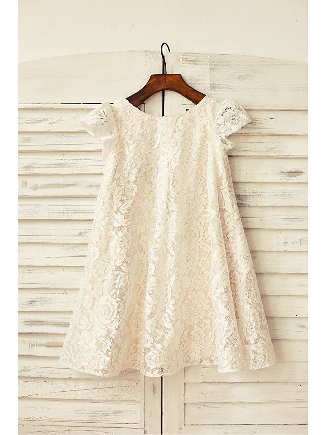 Champagne Lace Flower Girl Dress
