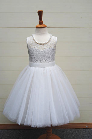 Ivory Flower Girl Dress With Pearls on Luulla