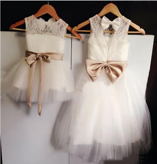 Baby Girl Flower Girl Dress With Back Bow