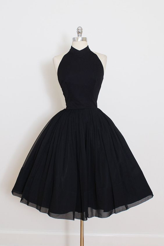 Halter Black Homecoming Dress