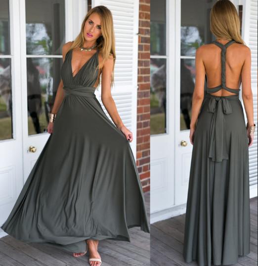 Hippie Evening Maxi Dress With Backless Back Evening Maxi