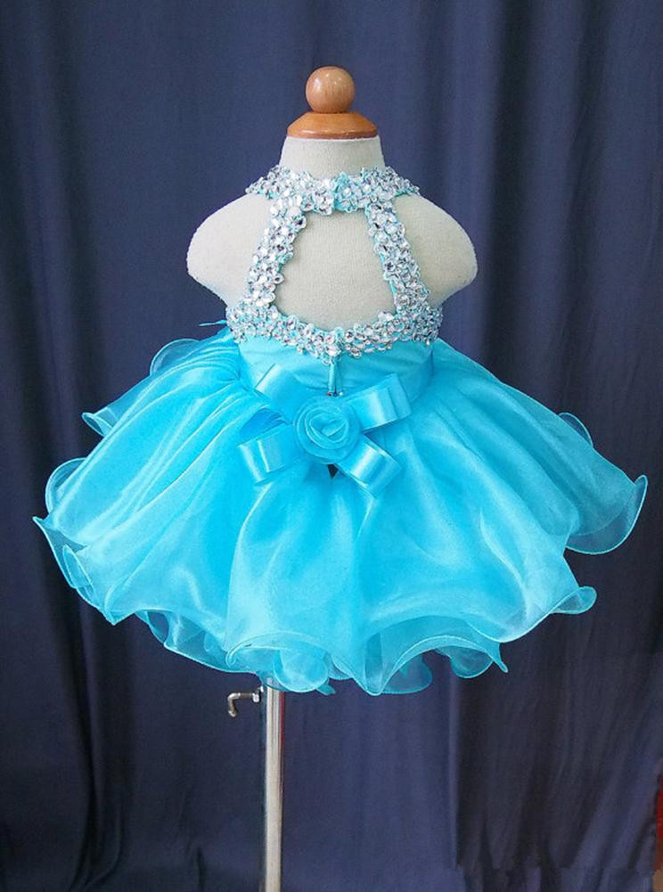 Ice Blue Infant Toddler Baby Girl Dress With Crystals on Luulla
