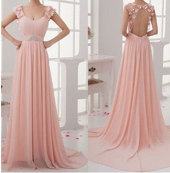 Open Back Long Formal Occasion Dress With Petals