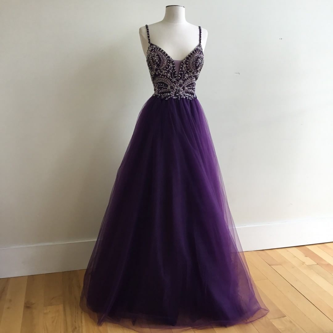 Purple Beaded Prom Dress