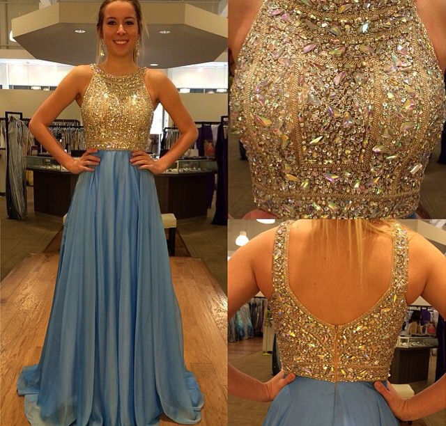 Sparkle Beaded Prom Dress With Open Back