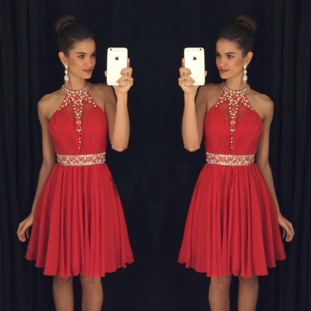 Sexy Rhinestone Red Satin Long A-line Prom Dresses Sexy Rhinestone Red Satin Long A-line Prom Dresses
