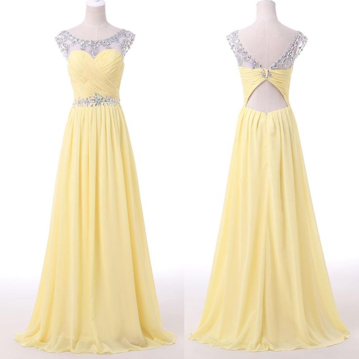 Sheer Sweetheart Neckline Long Yellow Prom Dress on Luulla