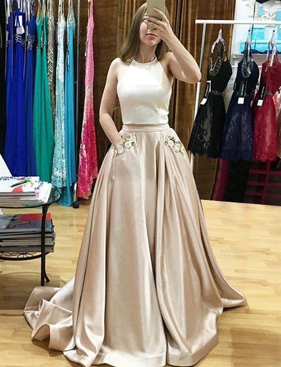 Two Pieces Prom Dress With Pockets