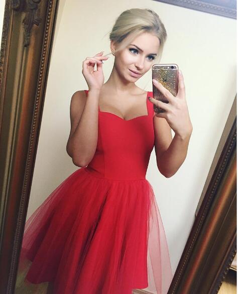 Red Tulle Short Homecoming Dress on Luulla