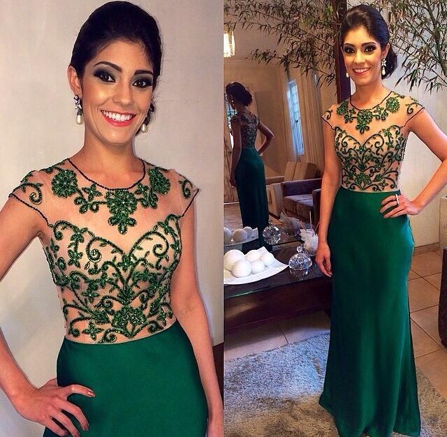Emerald Green Prom Dress With Beads