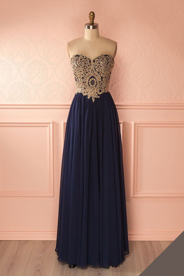 Vintage Navy Lace Prom Dress Long Chiffon Evening Gown with Cap Sleeves