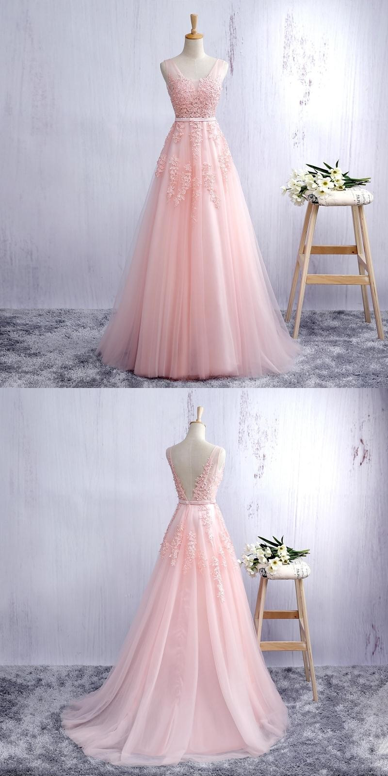 Blush Pink Evening Dress Prom Dress With Lace on Luulla