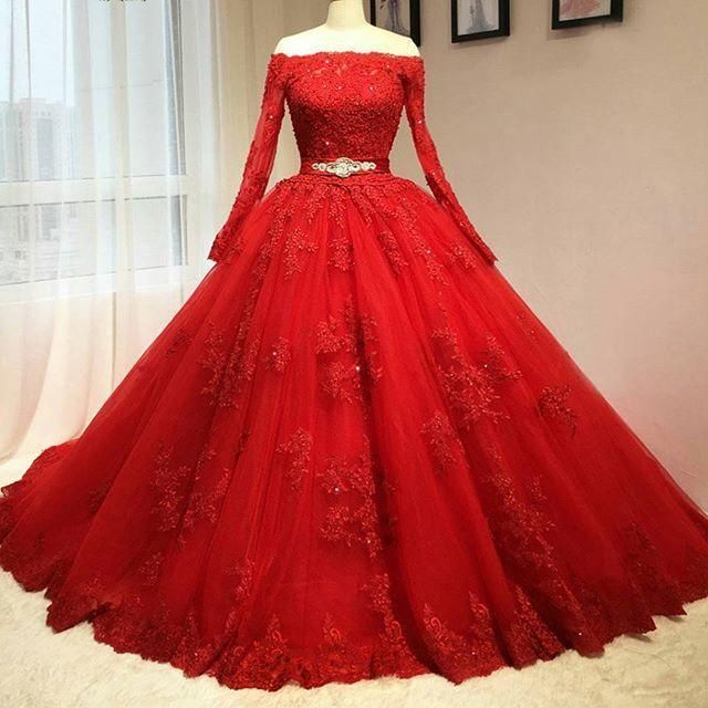 full sleeve red gown