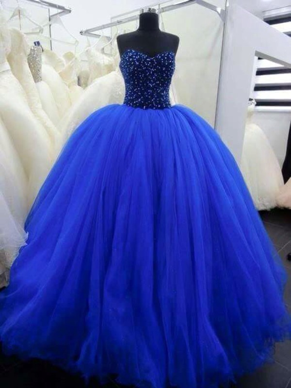 Royal Blue Ball Gown Quinceanera Dress With Beads
