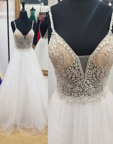 Prom Dress With Beaded Spaghetti Straps
