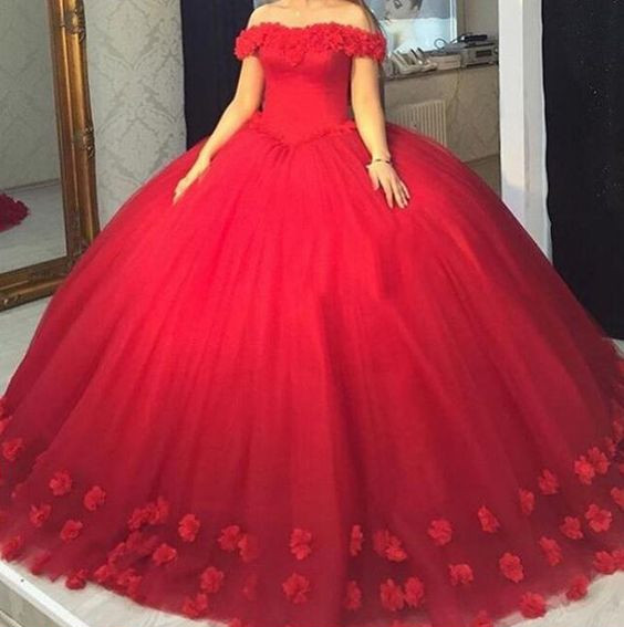 Off The Shoulder Ball Gown Quinceanera Dress With Flowers