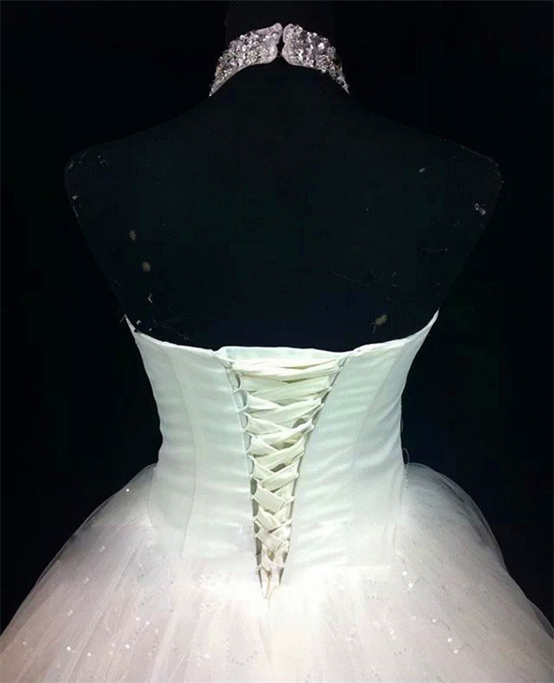 Glitter A Line Halter Tulle Sequin Long Prom Dress,Wedding Dress,Evening Dress