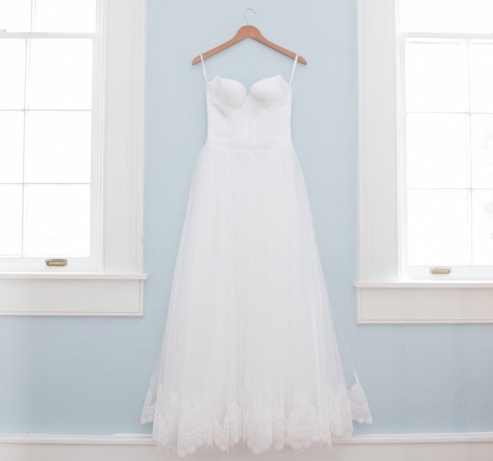 A-line Sleeveless Sweetheart Floor Length White Wedding Dress With Lace Trim