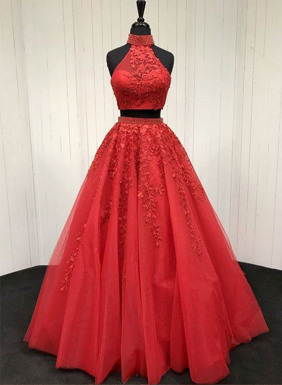 Red Two Pieces Prom Dress On Luulla